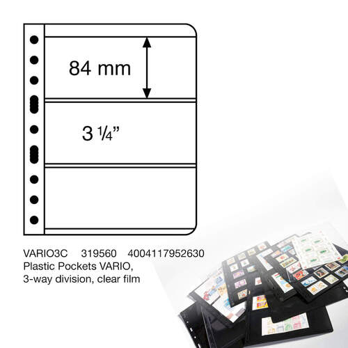 Plastic Pockets VARIO, 3-way division, clear film 3c
