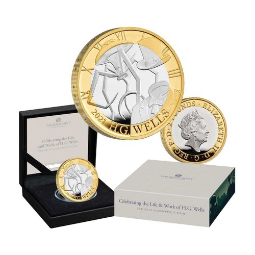 2021 £2 H.G Wells Silver Proof Coin