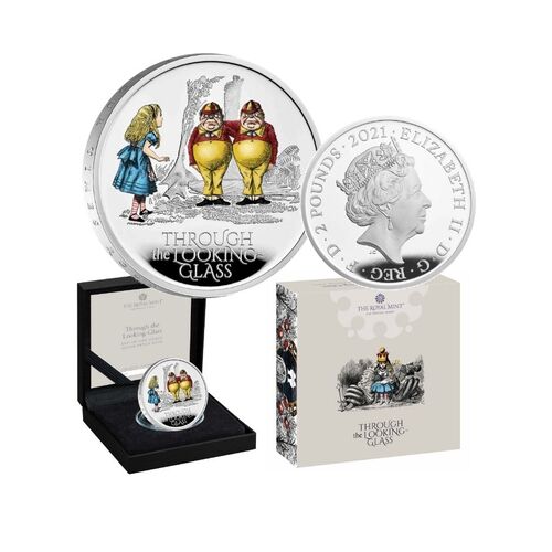 2021 £2 Alice Through the Looking Glass Coloured 1oz Silver Proof Coin