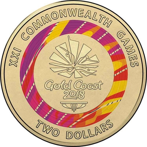 2018 $2 Commonwealth Games Red Coloured AUNC Coin